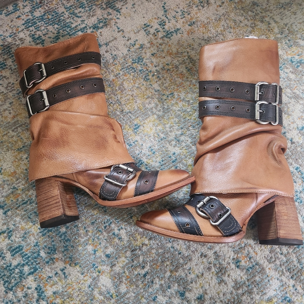 Freebird Brown and Black Heeled Boots